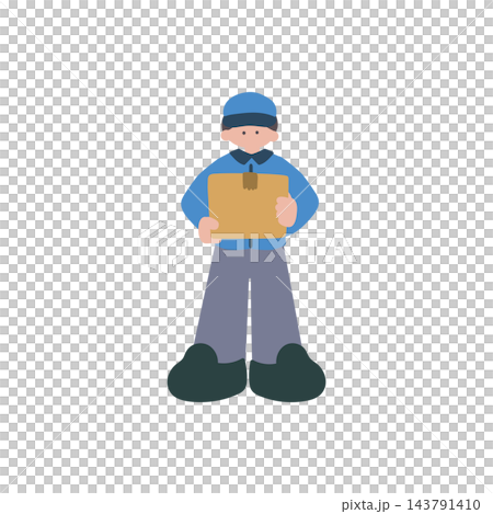 宅配業者配達員手描きベクターイラスト 143791410