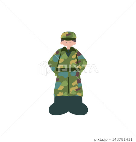 自衛隊男性手描きベクターイラスト 自衛隊男性手描きベクターイラスト 143791411