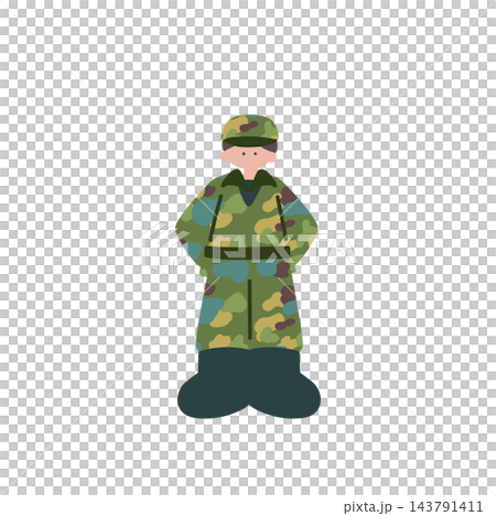 自衛隊男性手描きベクターイラスト 自衛隊男性手描きベクターイラスト 143791411