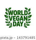 World Vegan Day Typography Laurel Wreath 143791485