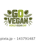 Go Vegan World Day Tropical Typography 143791487