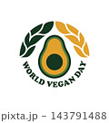 World Vegan Day Avocado Fruit Emblem 143791488