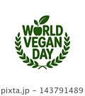 World Vegan Day Apple Wreath Typography 143791489