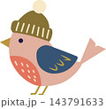 Cute Winter Bird Character Wearing Beanie Hat Cute Winter Bird Character Wearing Beanie Hat 143791633