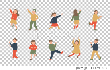 いろいろな方向を指差す子どもたちのポーズセット 143791805