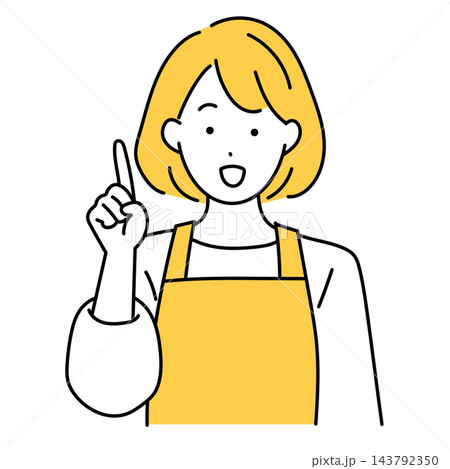 人差し指を立てる主婦のイラスト 143792350