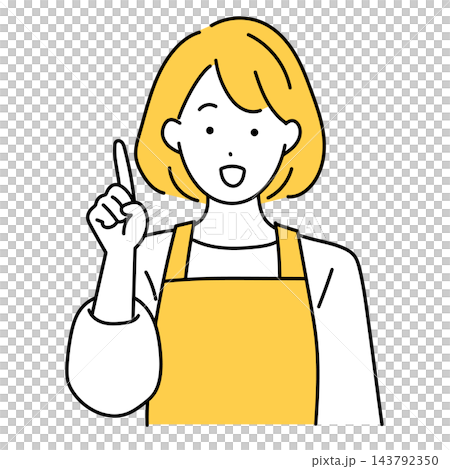 人差し指を立てる主婦のイラスト 143792350