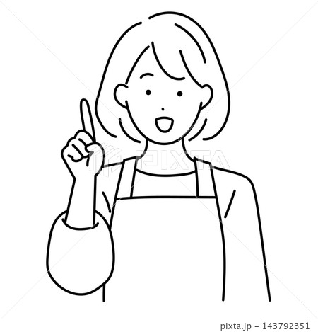 人差し指を立てる主婦のイラスト 人差し指を立てる主婦のイラスト 143792351