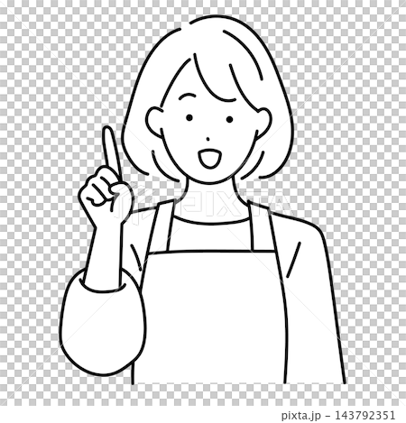 人差し指を立てる主婦のイラスト 人差し指を立てる主婦のイラスト 143792351