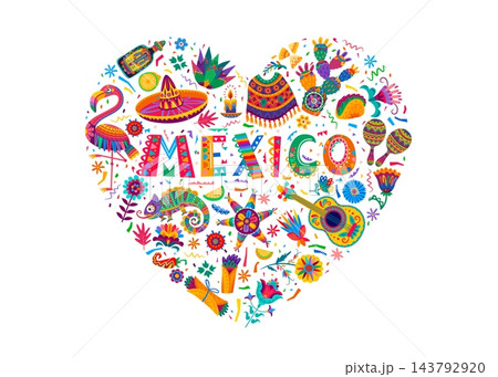 Mexican folklore decoration i love Mexico heart Mexican folklore decoration i love Mexico heart 143792920