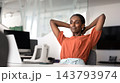 African business woman relaxing in modern office 143793974