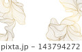 Abstract floral luxury pattern with elegant lines, leaves, and art deco elements, decorative background. Gold vector wallpaper, wave botanical print, premium design. Japanese style nature illustration 143794272