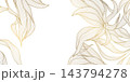 Abstract floral luxury pattern with elegant lines, leaves, and art deco elements, decorative background. Gold vector wallpaper, wave botanical print, premium design. Japanese style nature illustration 143794278