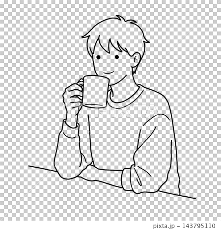A man drinking coffee (black and white) A man drinking coffee (black and white) 143795110