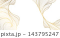 Abstract vector wave pattern with elegant golden lines on white background, Japanese design, luxury art deco fancy style. Water, clouds texture frame. Premium background, wallpaper, cover, and graphic 143795247