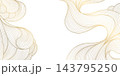 Abstract vector wave pattern with elegant golden lines on white background, Japanese design, luxury art deco fancy style. Water, clouds texture frame. Premium background, wallpaper, cover, and graphic 143795250