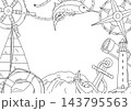 Nautical line symbols card. Travel and tourism background. Retro style conceptual illustration. 143795563