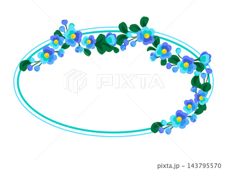 Flower frame with pansies. Background with beautiful decorative summer flowers. 143795570