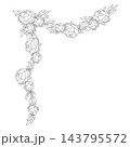 Flower garland with linear peony. Corner with beautiful decorative summer flowers. 143795572