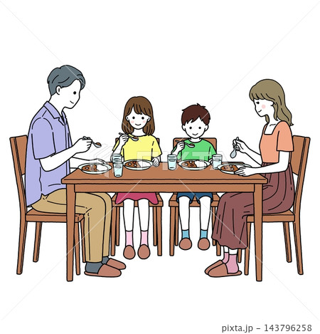 食事中の家族 食事中の家族 143796258