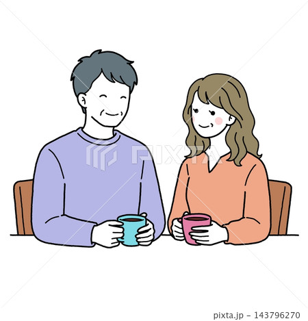 コーヒーを飲む夫婦 コーヒーを飲む夫婦 143796270