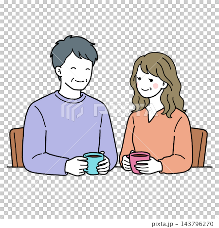 コーヒーを飲む夫婦 コーヒーを飲む夫婦 143796270