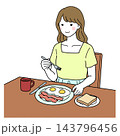 洋朝食を食べる女性 143796456
