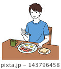 洋朝食を食べる男性 143796458