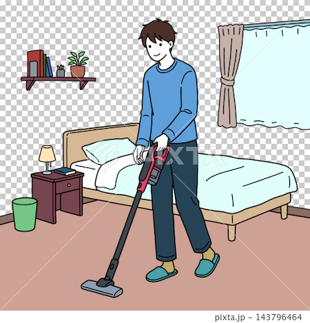 一個男人打掃衛生 143796464