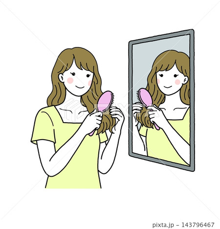 髪をセットする女性 髪をセットする女性 143796467