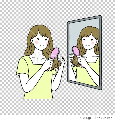女人整理頭髮 女人整理頭髮 143796467
