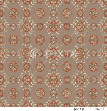 Taupe Terracotta Floral Trellis Folk Pattern Taupe Terracotta Floral Trellis Folk Pattern 143796754