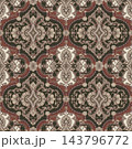 Dark Olive Brick Red Damask Pattern 143796772