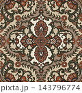 Terracotta Olive Folk Damask Medallion Pattern 143796774