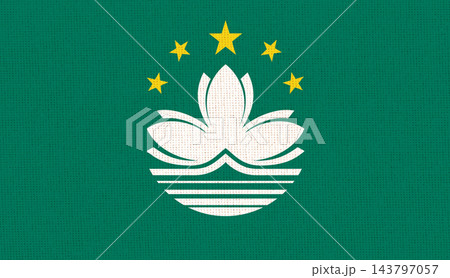 Illustration of the national flag of Macau. Macanese official flag on fabric Illustration of the national flag of Macau. Macanese official flag on fabric 143797057