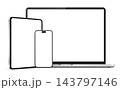 Vector set of laptop, smartphone and tablet mockups with blank screens for adaptive website and UI app presentation. 143797146