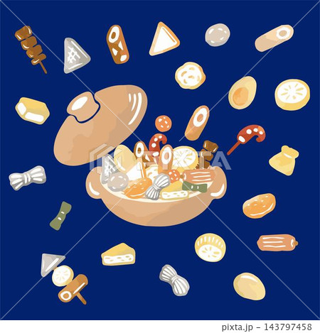 冬 おでん 鍋 煮物 日本食 和食 料理 食べ物 冬 水彩 手描き かわいい デザイン イラスト素材 冬 おでん 鍋 煮物 日本食 和食 料理 食べ物 冬 水彩 手描き かわいい デザイン イラスト素材 143797458
