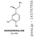 Skeletal chemical formula of Noradrenaline, molecular structure. 143797956