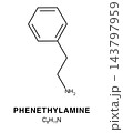 Skeletal chemical formula of Phenethylamine, molecular structure 143797959