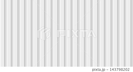 Wall panel background. White slat texture. Metallic or plastic container or warehouse pattern. Corrugated exterior or interior cladding texture. Siding structure. Vector realistic illustration Wall panel background. White slat texture. Metallic or plastic container or warehouse pattern. Corrugated exterior or interior cladding texture. Siding structure. Vector realistic illustration 143798202