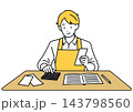 家計簿をつける主夫のイラスト 143798560