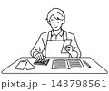 家計簿をつける主夫のイラスト 143798561
