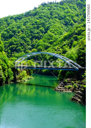 【神奈川県】緑に囲まれたダム湖 143799060