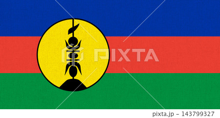 Illustration of the National Flag of New Caledonia with Fabric Texture 143799327