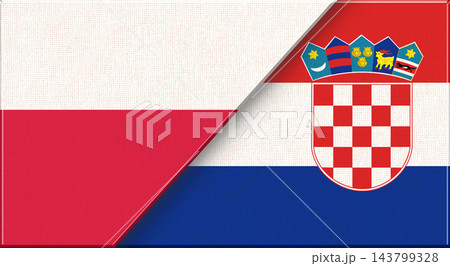 Illustration of the National Flags of Poland and Croatia with Fabric Texture 143799328