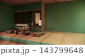 Low table Japanese-style on mint blue living room evokes the feeling of spring with sunlight streaming into the space.3D rendering 143799648