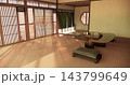 Autumn concept on Japanese room with white wall with maple wood wall design Evokes a sense of warmth, fall background. 3d rendering 143799649