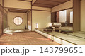 Autumn concept on Japanese room with white wall with maple wood wall design Evokes a sense of warmth, fall background. 3d rendering 143799651