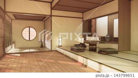 Autumn concept on Japanese room with white wall with maple wood wall design Evokes a sense of warmth, fall background. 3d rendering Autumn concept on Japanese room with white wall with maple wood wall design Evokes a sense of warmth, fall background. 3d rendering 143799651
