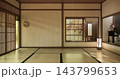 Empty room,Japanese room with white wall with maple wood wall design Evokes a sense of warmth, fall background. 3d rendering 143799653